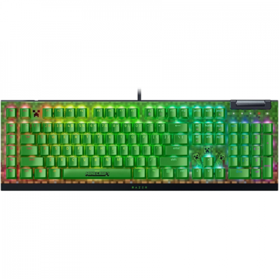 Razer BlackWidow V4 X | Gaming keyboard | Wired | US | Minecraft Edition | Razer Green Mechanical Switches (Clicky)