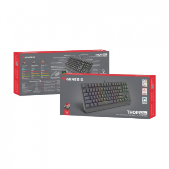 Genesis | THOR 230 TKL | Mechanical Gaming Keyboard | Wired | US | RGB | Black | USB-A | Linear