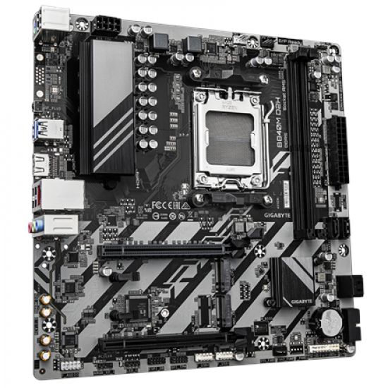 Gigabyte B840M D2H | Processor family AMD | Processor socket AM5 | DDR5 | Supported hard disk drive interfaces SATA, M.2 | Number of SATA connectors 4