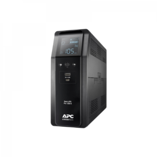 Schneider Electric APC Back-UPS Pro, tower, 230V, 8x IEC C13 outlets, sine wave, AVR, USB Type A+C ports, LCD, user-replaceable battery | BR1200SI | 1200 VA | 720 W
