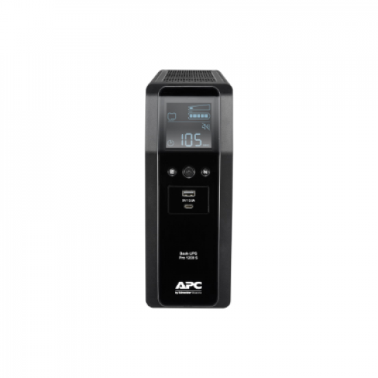 Schneider Electric APC Back-UPS Pro, tower, 230V, 8x IEC C13 outlets, sine wave, AVR, USB Type A+C ports, LCD, user-replaceable battery | BR1200SI | 1200 VA | 720 W