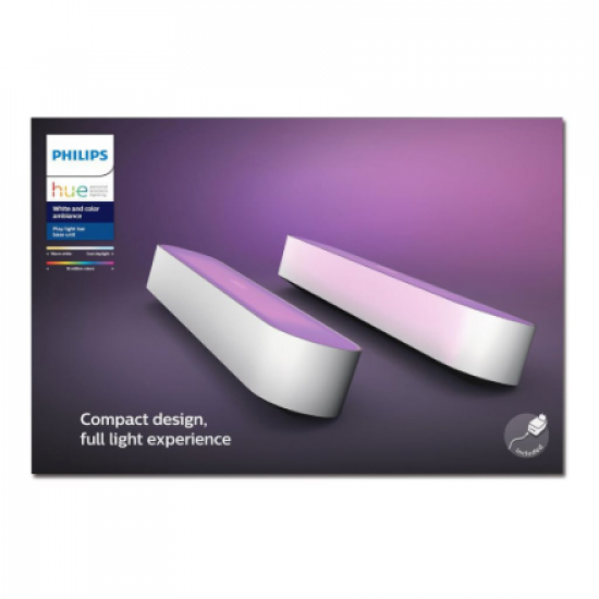 Philips Hue Play WCA Lightbar Base, Twin pack, White | 42 W | 2000-6500 Hue White Colour Ambiance