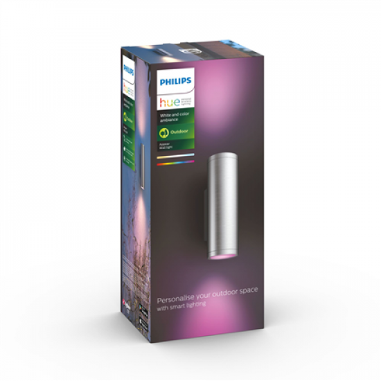 Philips Hue WCA Appear Outdoor Wall Lantern, Inox | 8 W | 2000-6500 Hue White Colour Ambiance