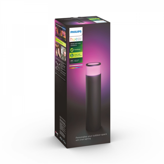 Philips Hue WCA Calla Outdoor Large Bollard, Black | 8 W | 2000-6500 Hue White Colour Ambiance