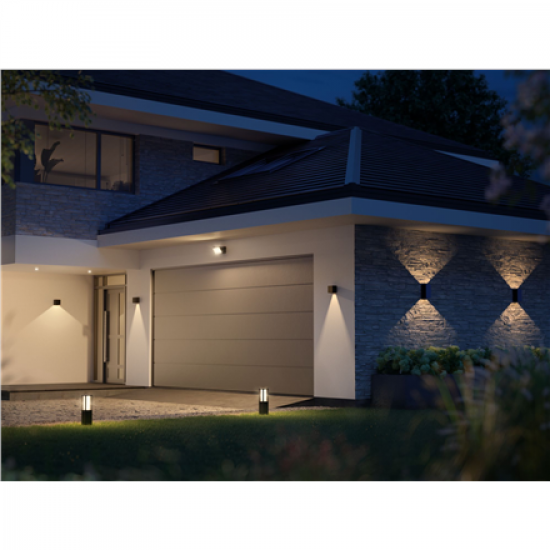Philips Hue WCA Resonate Outdoor Downward Wall Lantern, Black | 8 W | 2000-6500 Hue White Colour Ambiance