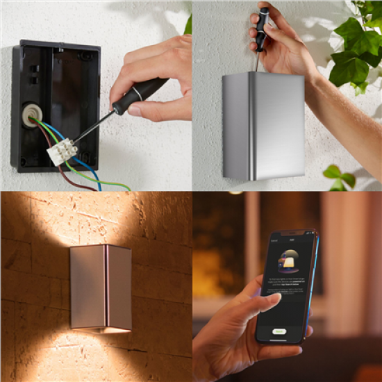 Philips Hue WCA Resonate Outdoor Wall Lantern, Inox | 8 W | 2000-6500 Hue White Colour Ambiance