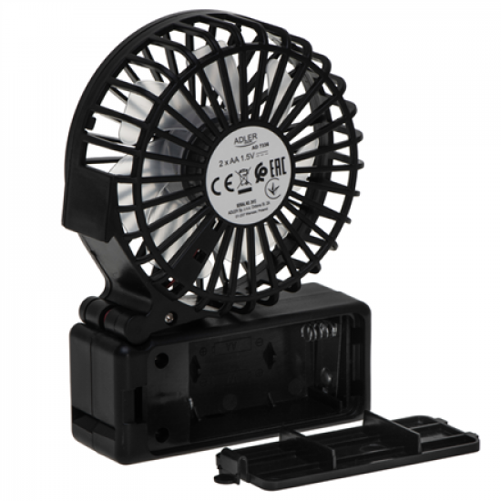Adler Foldable mini fan | AD 7336 | Desk fan | Black | Diameter 6.5 cm | Number of speeds 1