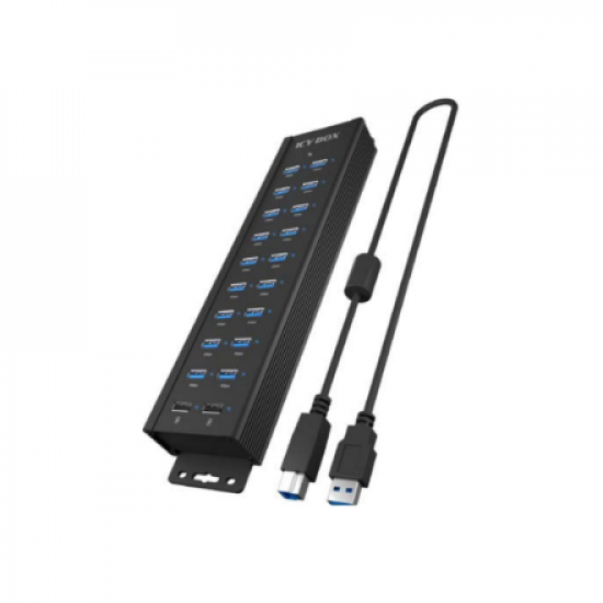 Raidsonic | 20-in-1 USB HUB with power supply, on/off button and mounting brackets | IB-HUB1720-U3
