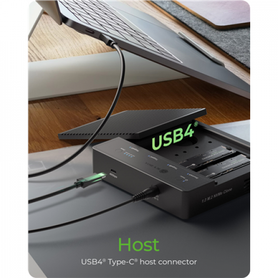 Raidsonic 4-Bays USB4 Duplicator (1:3 clone) for NVMe M.2 SSD | IB-4013MCL-C4