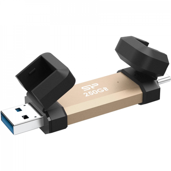 Silicon Power DS72 | 250 GB | USB Type-A/USB Type-C 3.2 Gen 2 | Gold