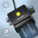 AXAGON Compact desktop USB contact Smart/ID & SD/microSD/SIM card reader with long, USB-A cable | CRE-SM3SD