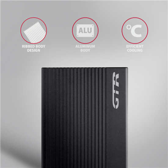 AXAGON USB-C 10Gbps RIBBED Box | EE25-GTR