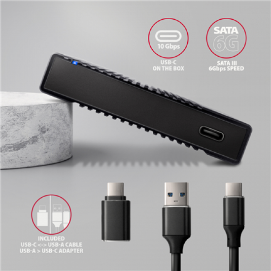 AXAGON USB-C 10Gbps RIBBED Box | EE25-GTR