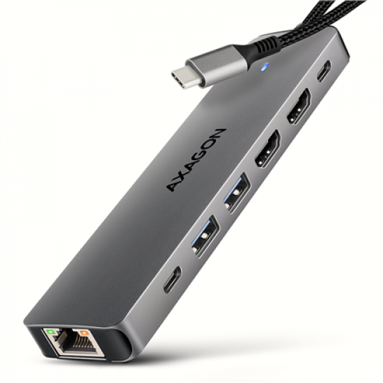 AXAGON USB-C 5Gbps DUAL 4K DISPLAY 7in1 Hub | HMC-7HX2