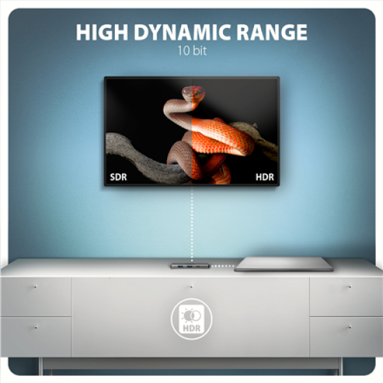 AXAGON USB 5Gbps hub, 3x USB-A, HDMI 4k/30Hz, PD 100W, 100cm USB-C cable | HMC-5H