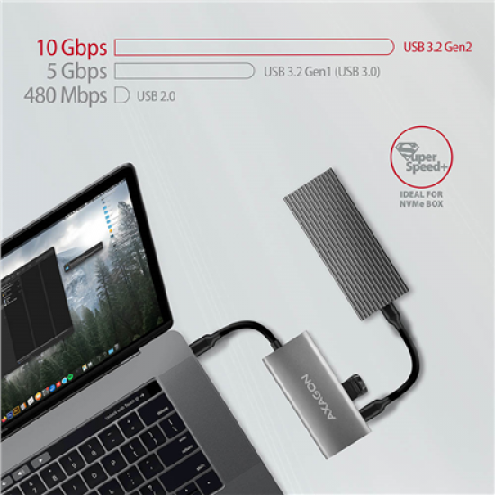 AXAGON SuperSpeed USB-C 10 Gbps SPEEDSTER 4 Hub | HMC-4G2