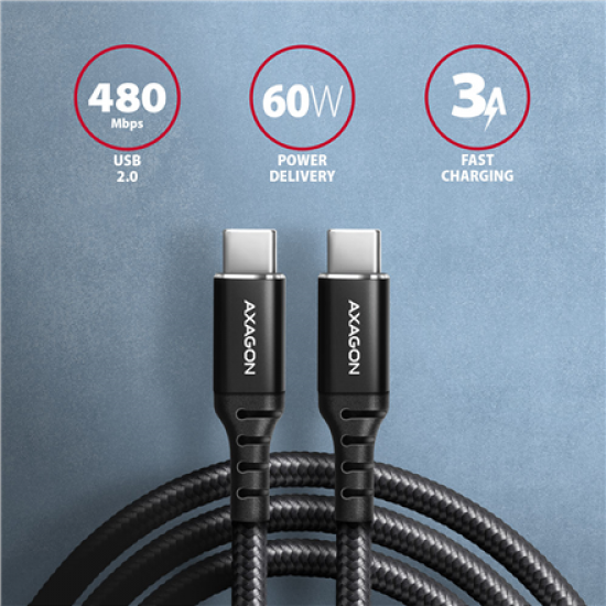 AXAGON Data and charging cable, 1.5 m | BUCM-CM15AB | USB Type C to USB Type C