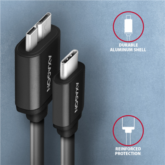 AXAGON Data and power suply cable, 1 m | BUMM3-CM10AB | USB Type C to USB Type Micro-B