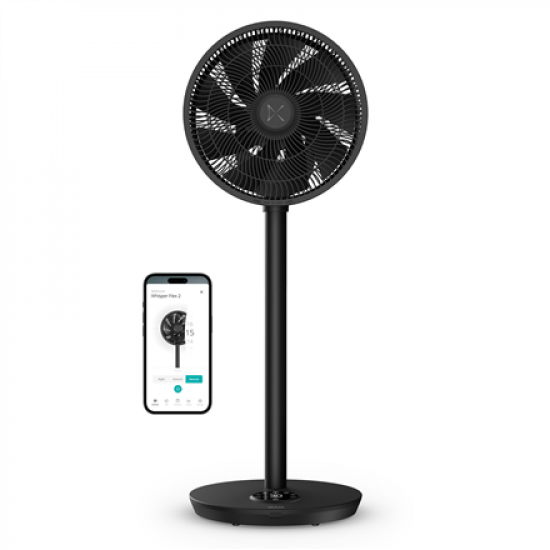 Duux Fan | Whisper Flex 2 | Stand Fan | Black | Diameter 34 cm | Number of speeds 30 | Oscillation | 2-21.5 W | Remote control