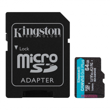 Kingston | Canvas Go! Plus | 64 GB | SD | Flash memory class Class 10, UHS-I, U3, V30, A2