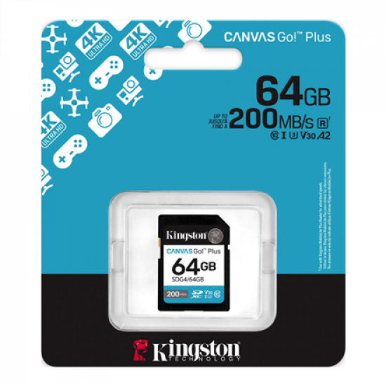 Kingston | Canvas Go! Plus | 64 GB | SD | Flash memory class Class 10, UHS-I, U3, V30