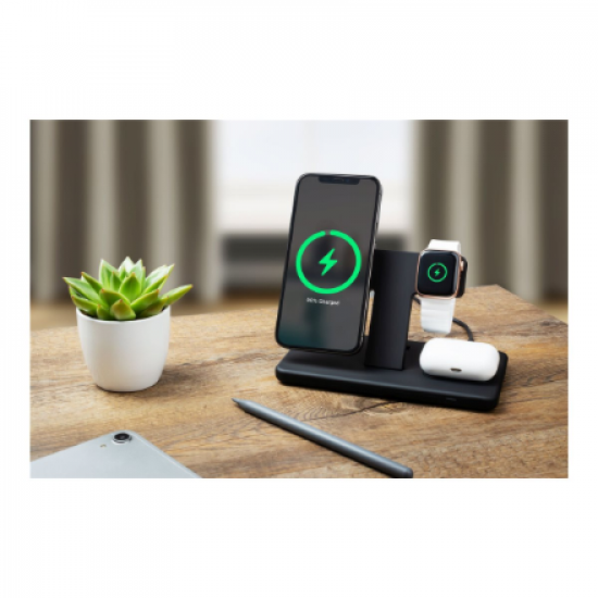 Fixed | MagPowerstation 3-in-1 wireless charging stand with MagSafe mount support | FIXMPOS-BK | Black