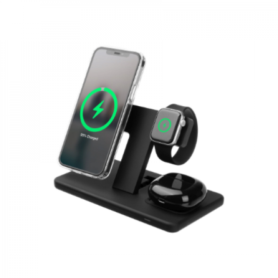 Fixed | MagPowerstation 3-in-1 wireless charging stand with MagSafe mount support | FIXMPOS-BK | Black