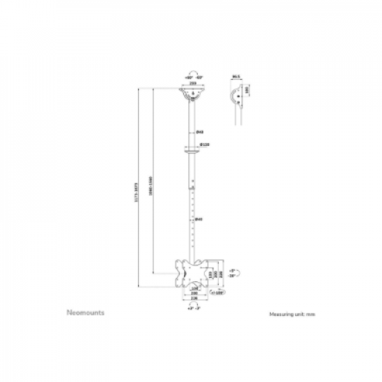 Neomounts CL35-340BL22 Dual Monitor/TV Mount Ceiling | Adjustable Height, Rotate, Tilt, Swivel | 23-42 