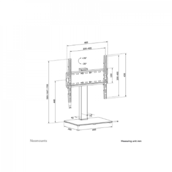 Neomounts Desk Mount | DS45-430BL14 TV stand | Adjustable Height, Swivel | 32-55 