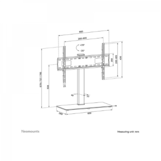 Neomounts Desk Mount | DS45-430BL16 TV stand | Adjustable Height, Swivel | 37-70 