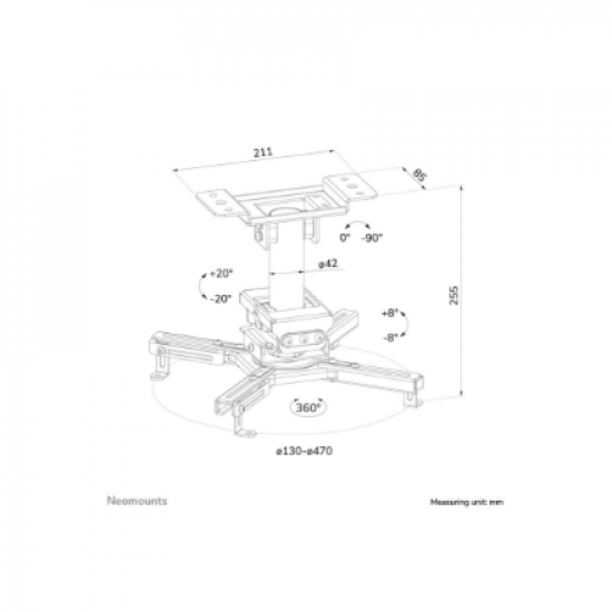 Neomounts Ceiling mount | CL25-530BL1 Beamer ceiling mount | Rotate, Tilt, Swivel | Maximum weight (capacity) 45 kg | Black