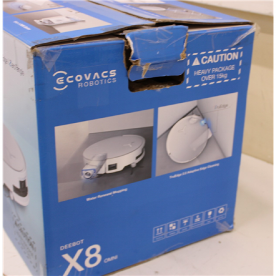 SALE OUT. Ecovacs DEEBOT X8 OMNI Vacuum cleaner, Robot, Wet&Dry, 18000Pa, TruEdge 2.0, AIVI 3D 3.0, YIKO-GPT, White+Auto-empty station | SALE OUT. SALE OUT. Ecovacs | Robotic Vacuum Cleaner | DEEBOT X8 OMNI | Wet&Dry | Lithium-Ion | 5200 mAh | Dust capaci