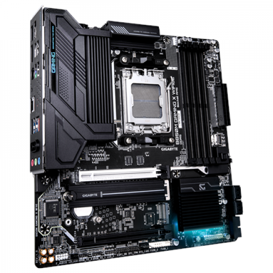 Gigabyte B850M GAMING X WIFI6E | Processor family AMD | Processor socket AM5 | DDR5 SDRAM | Supported hard disk drive interfaces M.2, SATA | Number of SATA connectors 4 | Micro ATX