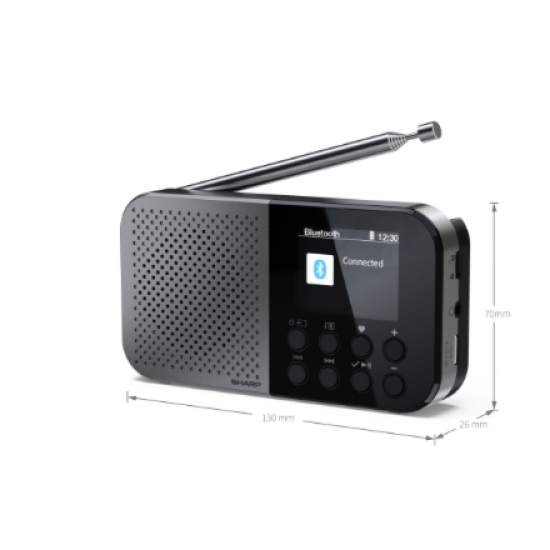 Sharp OSAKA Pocket/Handheld Portable Digital Radio | DR-P520(GY) | Bluetooth