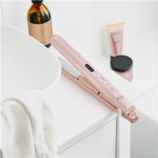 Adler Cordless Hair Straightener | AD 2327 | Ceramic heating system | Display LED | Temperature (min) 160 °C | Temperature (max) 220 °C | Pink