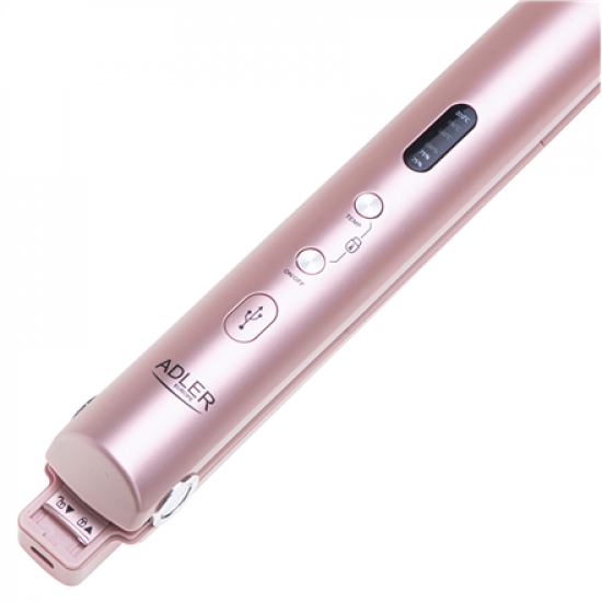 Adler Cordless Hair Straightener | AD 2327 | Ceramic heating system | Display LED | Temperature (min) 160 °C | Temperature (max) 220 °C | Pink