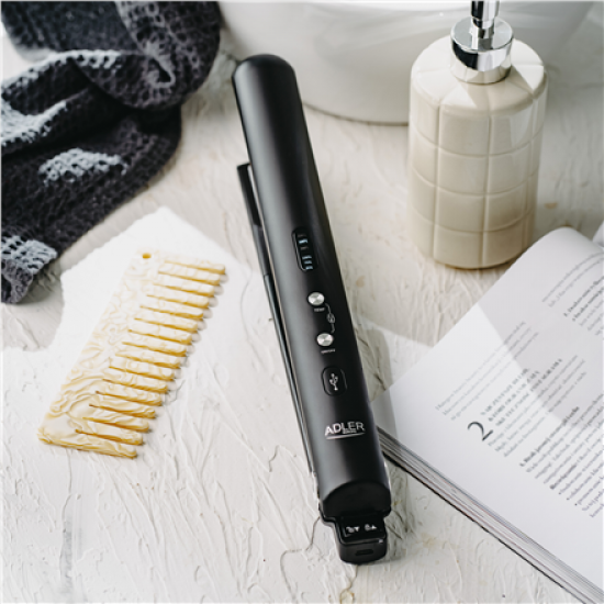 Adler Cordless Hair Straightener | AD 2327 | Ceramic heating system | Display LED | Temperature (min) 160 °C | Temperature (max) 220 °C | Black