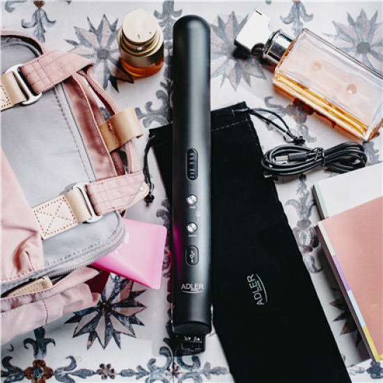 Adler Cordless Hair Straightener | AD 2327 | Ceramic heating system | Display LED | Temperature (min) 160 °C | Temperature (max) 220 °C | Black
