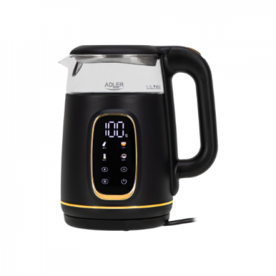 Adler Kettle with LED Display | AD 1305 | Electric | 2200 W | 1.7 L | Plastic | 360° rotational base | Black/Gold