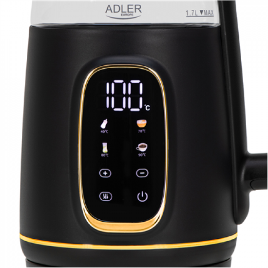 Adler Kettle with LED Display | AD 1305 | Electric | 2200 W | 1.7 L | Plastic | 360° rotational base | Black/Gold