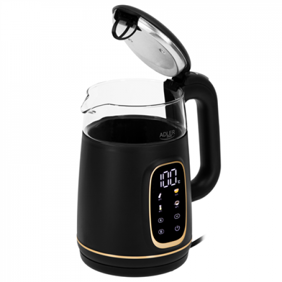 Adler Kettle with LED Display | AD 1305 | Electric | 2200 W | 1.7 L | Plastic | 360° rotational base | Black/Gold