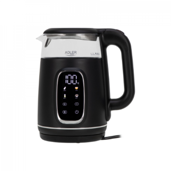 Adler Kettle with LED Display | AD 1305 | Electric | 2200 W | 1.7 L | Plastic | 360° rotational base | Black/Silver