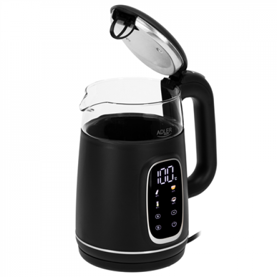 Adler Kettle with LED Display | AD 1305 | Electric | 2200 W | 1.7 L | Plastic | 360° rotational base | Black/Silver