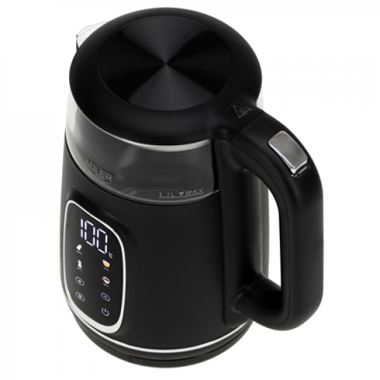 Adler Kettle with LED Display | AD 1305 | Electric | 2200 W | 1.7 L | Plastic | 360° rotational base | Black/Silver
