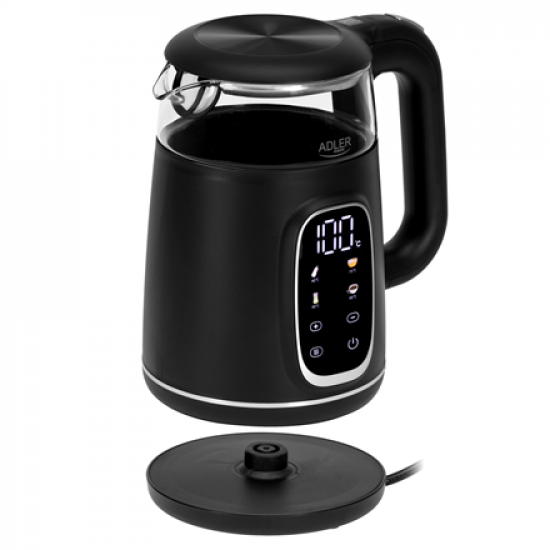 Adler Kettle with LED Display | AD 1305 | Electric | 2200 W | 1.7 L | Plastic | 360° rotational base | Black/Silver