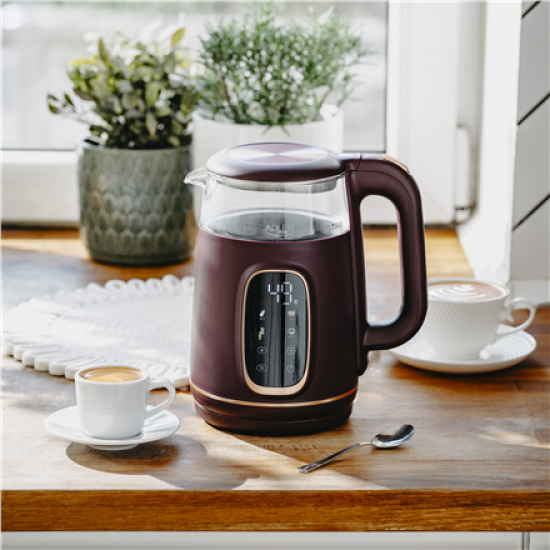Adler Kettle with LED Display | AD 1305 | Electric | 2200 W | 1.7 L | Plastic | 360° rotational base | Burgundy