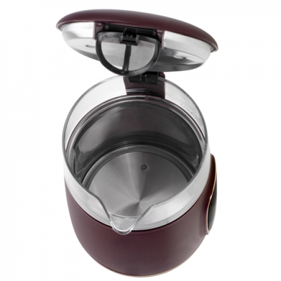 Adler Kettle with LED Display | AD 1305 | Electric | 2200 W | 1.7 L | Plastic | 360° rotational base | Burgundy
