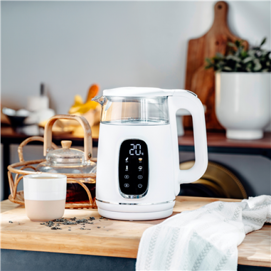 Adler Kettle with LED Display | AD 1305 | Electric | 2200 W | 1.7 L | Plastic | 360° rotational base | White/Silver