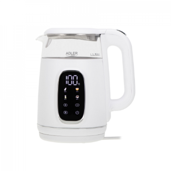 Adler Kettle with LED Display | AD 1305 | Electric | 2200 W | 1.7 L | Plastic | 360° rotational base | White/Silver