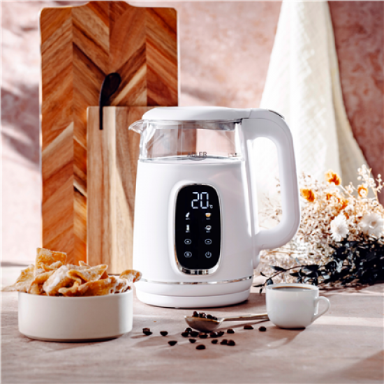 Adler Kettle with LED Display | AD 1305 | Electric | 2200 W | 1.7 L | Plastic | 360° rotational base | White/Silver
